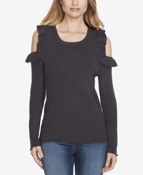 Jessica Simpson Juniors Ruffled Cold Shoulder Sweater